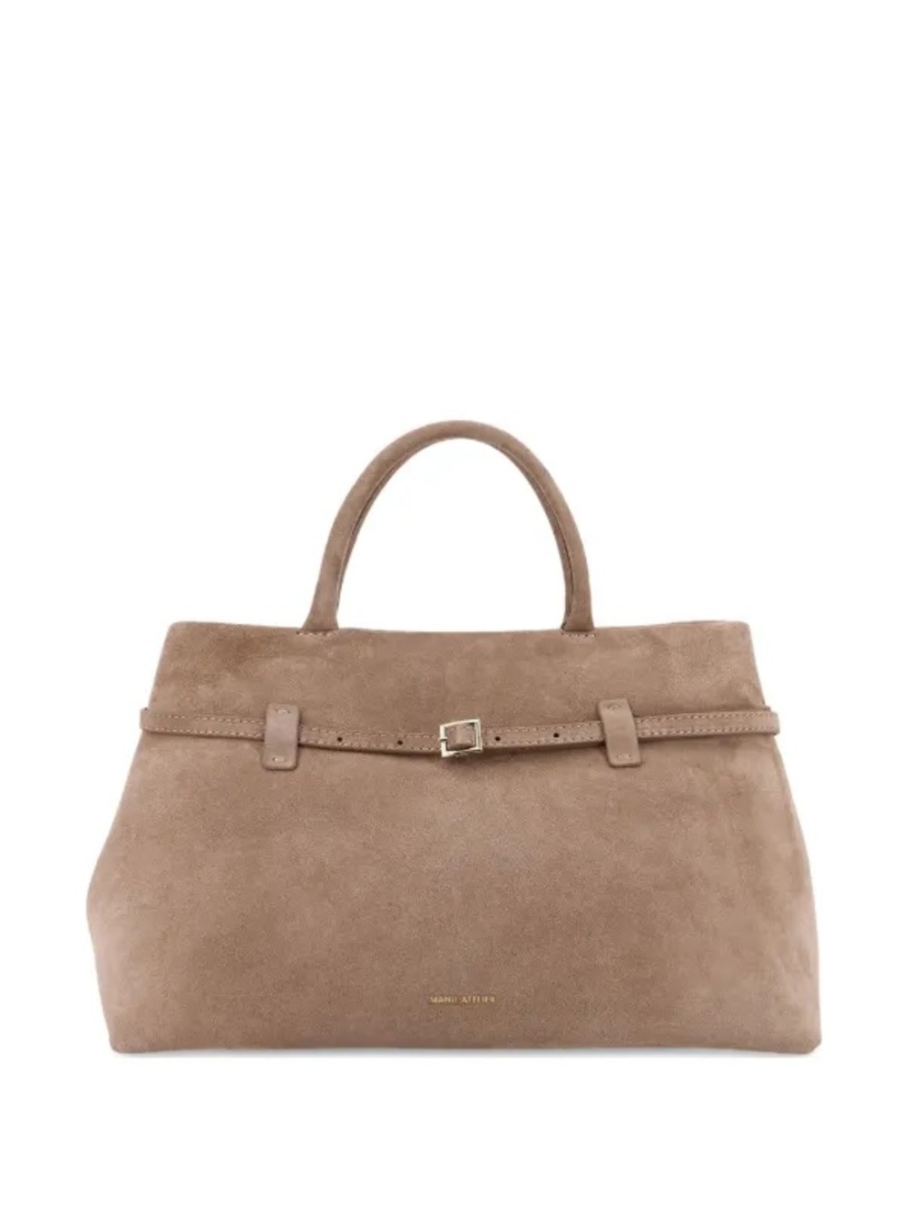 Neutral Taupe Suede Top-Handle Satchel